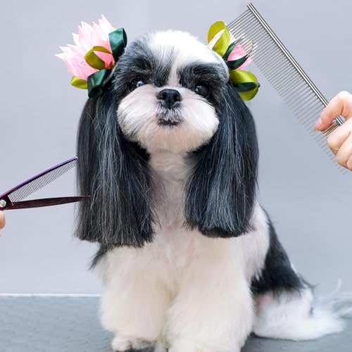 3 Stück Hundekamm Metall Zur Fellpflege Tierkamm Edelstahl Hunde Kamm Für Katzen Feinzahniger Kämme Zur Hundepflege Stahl Katzenkamm Für Verfilztes Haar Metallkamm Für Haustiere(19cm)