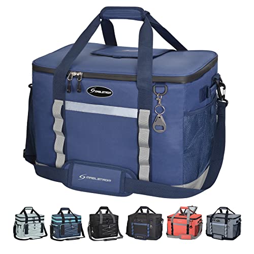 Maelstrom Collapsible Soft Sided Cooler - 75 Cans Extra Large Lunch Cooler Bag Insulated Leakproof Camping Cooler, Portable for Grocery Shopping, Camping, Tailgating and Road Trips，Blue