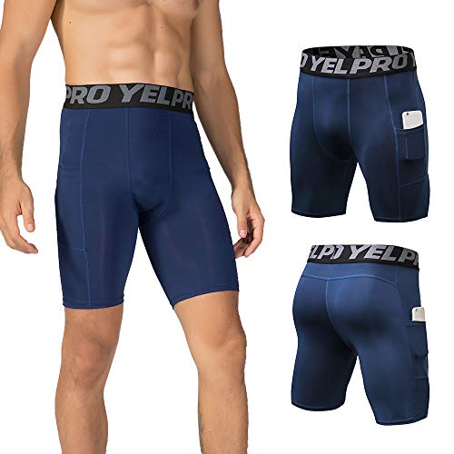 Calção, Andoer Shorts de compressão masculinos com 3 calções e cuecas de treino ativo com bolso