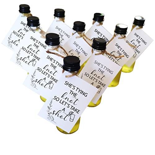 Hen Party Favours Shot Bottle Tags 10 Pack Shes Tying the Knot Lets Take a Shot Hen Do Mini Bottle Tags for Mini Alcohol Bottles Lovely Little Things