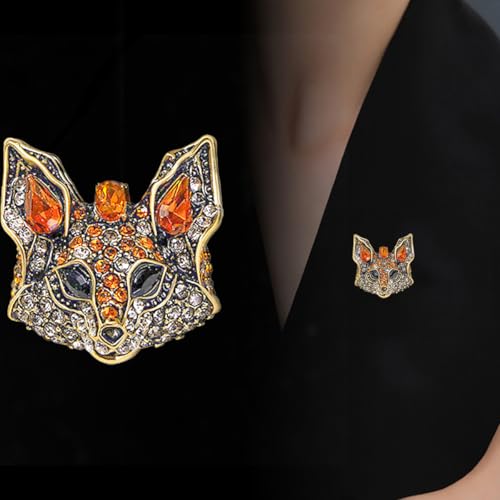 Image of Rhinestone Small Fox Brooch Pin for Women Clear Crystal Cluster Animal Head Brooches Lapel Pins CZ Dress Accessories Suit Collar Decoration Jewelry for Christmas Halloween
