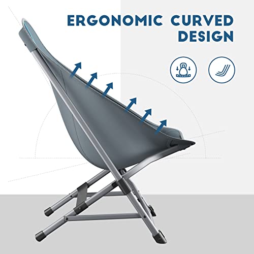 Timber Ridge Lightweight Folding Camping Chair For Adults, Stable Low Seat Beach Chairs With Carry Bag, Portable High Back Chair For Outdoor Camp Sand Lawn Concert Travel Picnic, Supports 300Lbs Blue #TOP7