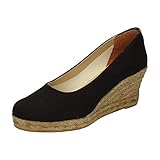 PRIME TORRES 4012 Zapatos CUÑA Esparto Mujer Alpargatas Negro 38