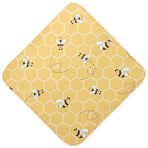 Ceiurey Honey Bees Baby Boys Girls Bath Towel Yellow Bumblebee Beehive Hooded Towels Newborn Toddlers Organic Cotton Washcloths Shower Beach Towel 30 x 30 Inch