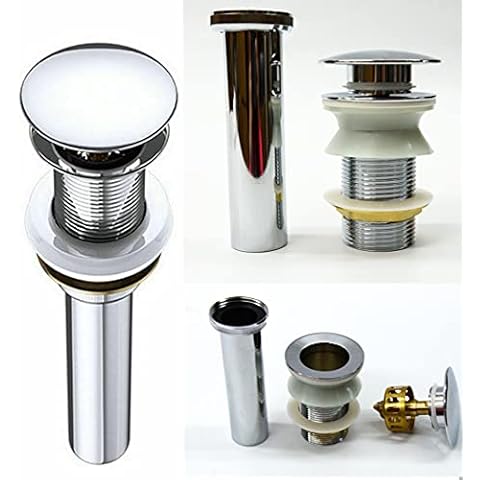 Unslotted Easy Clean Basket Bathroom Basin Sink Click Clack Waste Pop Up Push Button (Unslotted Polished Chrome) Cover