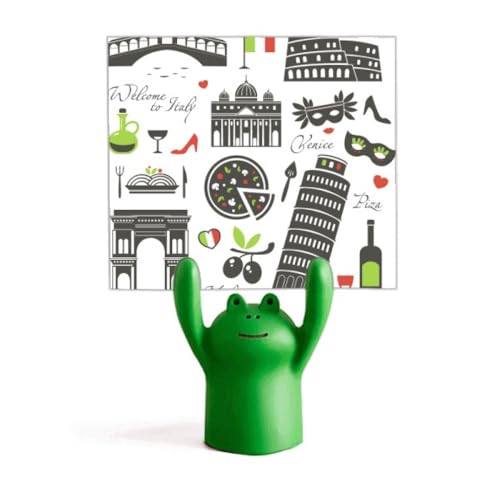 Porte-mémo grenouille Tour de Pise en résine verte pour bureau