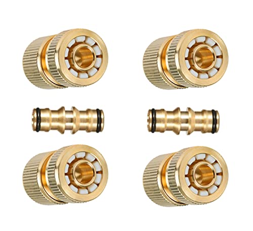 Juego De 6 Conectores De Latón Para Manguera - Adaptador 2-en-1 Para Grifos 1/2" Y 3/4", Conexión Rápida