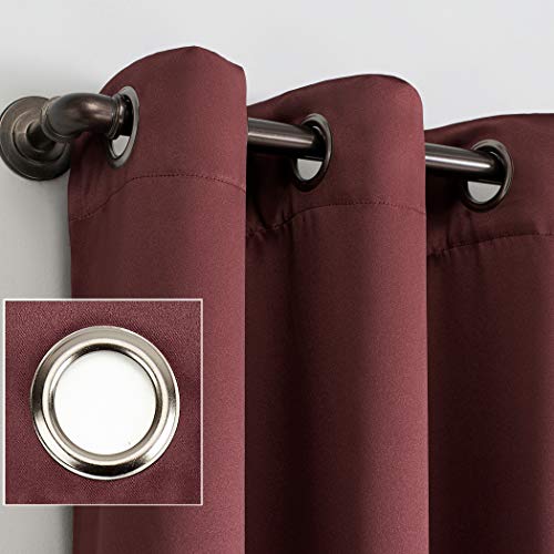 Sun Zero Nordic 2-pack Theater Grade Extreme 100% Blackout Grommet Curtain Panel Pair, 52" x 63", Wine by Sun Zero - Image 3