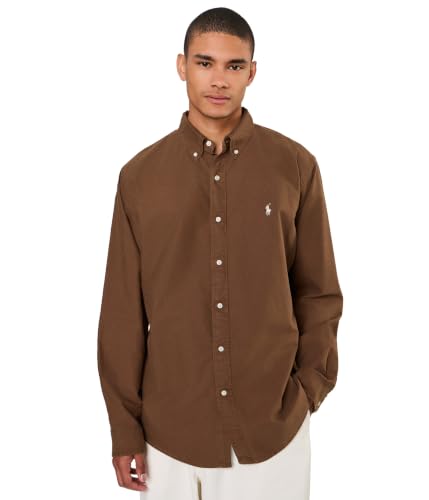 Image of POLO RALPH LAUREN Mens Classic Fit Garment-Dyed Oxford Shirt Chestnut Small