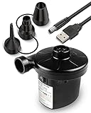 Inflador Electrico,Rantizon Hinchador Electrico,220V-240V & USB 8.5V DC Inflador Paddle Surf Electrico con 3 Adaptadores de Boquilla, Rápido Hinchar y Deshinchar, para Airbed, Piscina, Cama Flotante