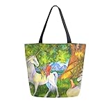 Große Damen-Tragetasche: Die große Canvas-Tragetasche misst 40 cm (H) x 50 cm (L) x 13 cm (B), der obere Griff ist 11,2 cm hoch. Es funktioniert als Handtasche oder Umhängetasche