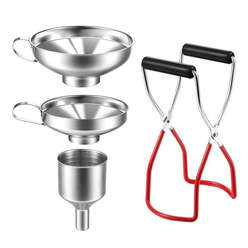 Murman - Kit De Conservation 4 Pièces Pince À Bocal, Lève-Bocal En Conserve Anti-brûlure Et Entonnoir À Confiture En Acier Inox Avec Poignée Pour Transférer Épices, Liquides, Haricots, Confitures