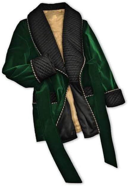 Men Green Double Breasted Silk Smoking Jackets Dinner Party Wear Robes Jacket Green Velvet Smoking Jackets2