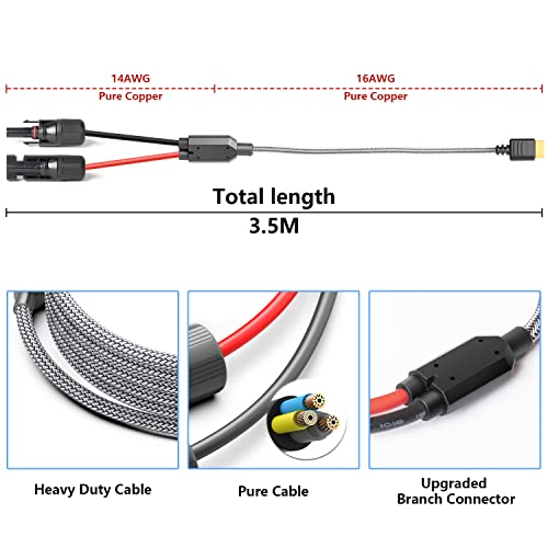 CASIMY Solar Connector to XT60 Adapter Extension Cable Solar Panel 60W 110W 160W 220W 400W, Compatible with Anker Powerhouse ECOFLOW River Delta Rockpals Solar Generator 11Ft