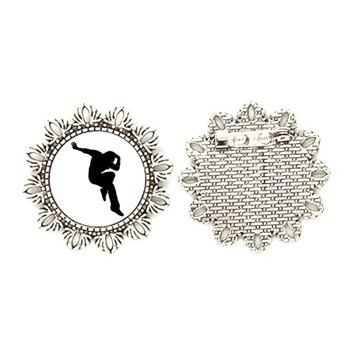 Broche de plata de bailarina hip hop con acabado pulido artesanal