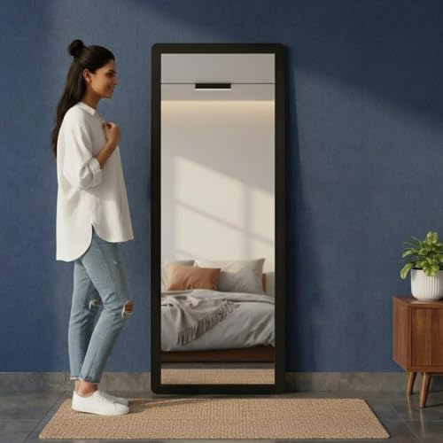 Image of Creative Arts n Frames 45X150 CM Full Length Dressing Chevel Long Strong Framed HD Mirror for Bedroom Living Room Home Office (Classic Black 18x60 inch Full Length Framed Rectangle HD Mirror)