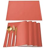 Coral Red Placemats for Dining Table Coral Pink Table Mat Cotton Linen Non-Slip Heat Insulation...