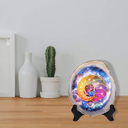 Dalle d'agate colorée avec support en bois rockcloud pour décoration de bureau chic - 5