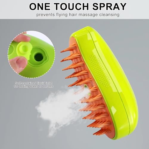 Brosse Chien Chat à Vapeur, 3 En 1 Peigne De Massage En Spray Pour Chats, Brosse à Chat Rechargeable, Avec Réservoir D'eau, Brosse Pour Chats à Poils Courts Et Longs, Idéal Pour Massage,Soin (Vert) - Image 5