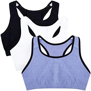 Fruit of the Loom womens Built Up Tank Style Sports Bra, Blue Gem With Black/White/Black Hue - 3 Pack, 34