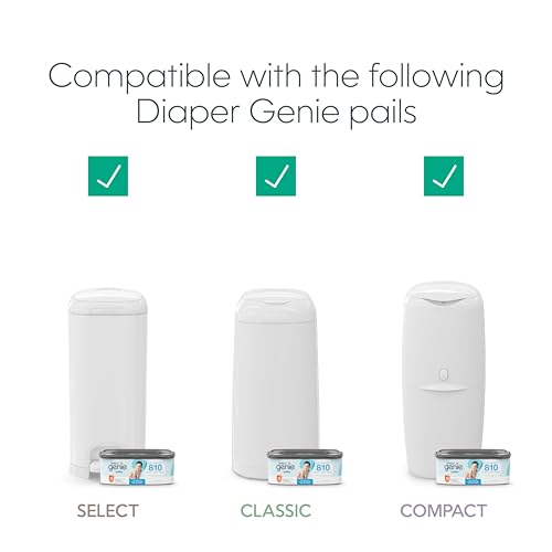 Image of Diaper Genie Pails Diaper Genie Refill, Jumbo Square | Continuous Film | Holds 810 Newborn Diapers | Pack of 2 | Odor-Locking Barrier Technology | Compatible with Select, Premier, Classic & Compact