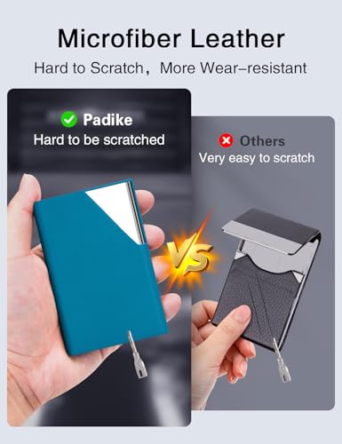 Image of Padike Business Card Holder, Upgraded Leather Business Card Case Pocket Card Holders for Men or Women, Metal Slim Name Card Holder RFID Blocking Business Card Carrier with Magnetic Closure(Y-TQ)