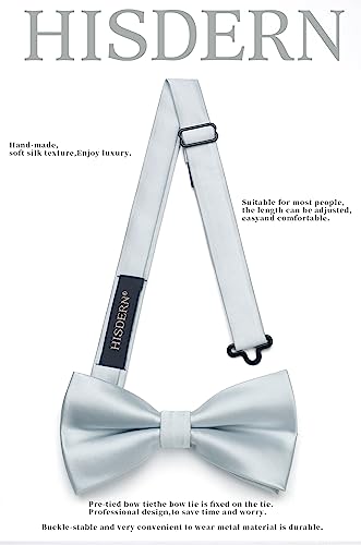 Image of HISDERN Bow Ties for Men Pretied Bowties Classic Formal Business Bow Tie Adjustable Tuxedo Bowtie for Wedding Party