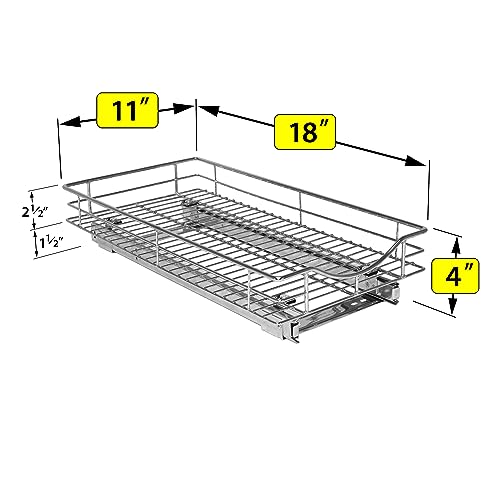 LYNK PROFESSIONAL® Pull Out Cabinet Organizer, 11" x 18" Slide Out Cabinet Organizer Pull Out Drawer – Pull Out Shelves for Kitchen Cabinets – Under Sink Organizers - Lifetime Ltd. Warranty, Chrome by LYNK PROFESSIONAL - Image 5