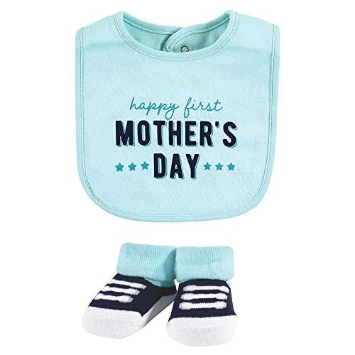 Image of Hudson Baby Unisex Baby Cotton Bib and Sock Set, Boy Mothers Day, One Size