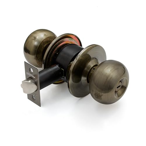 Image of Plantex Bathroom Door Lock /Keyless Cylindrical Lock for Bathroom /Balcony /Tubular Door Knob /Handle (Without Key-Brass Antique)