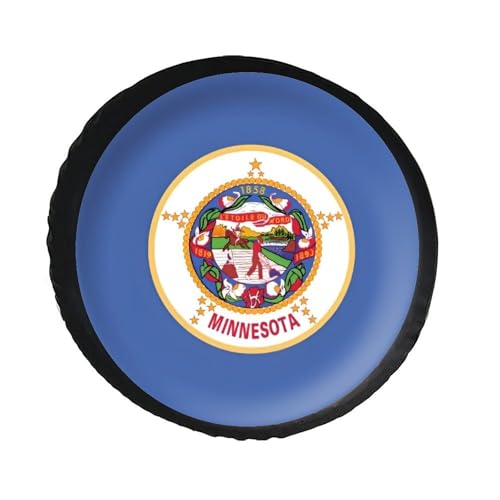 Faux Leather Spare Wheel Cover Waterproof PU Storage Bag All Season Foldable Protector Minnesota Seal for SUV RV Camper Trailer Adjustable Fit Rear Mounted Vinyl Tire Case Auto Accessory
