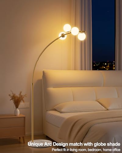 Image of Lightdot 63IN Gold Floor Lamp 4-Lights Globe LED Floor Lamps with 3000K Soft Warm Golden for Wedding /Party, Modern Tall Lamp for Living Room /Bedroom /Sofa Beside /Corner Decor (Bulbs Included)