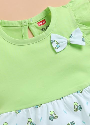 Image of LuvLap Baby Girls Regular Fit 100% Cotton Half Sleeve Girls Knee Length Frock Pack of 3