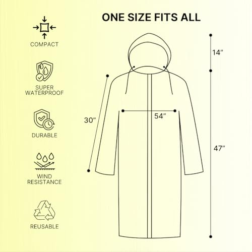 Image of Citizen Eco-Friendly EVA Poncho Raincoat for Men & Women, Lightweight Waterproof Coat with Hood, Adjustable Drawstring, Button Closure Outdoor Rainwear