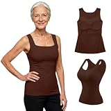 Tank Tops With Built In Bras for Older Women Wide Strap Comfort Bra Tanktop
