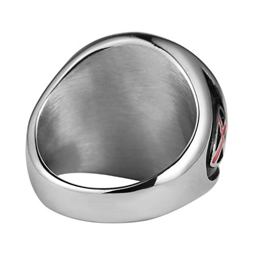 HZMAN Knights Templar Put On The Whole Armor of God Ephesians 6:13-17 Red Cross Design Men's Stainless Steel Ring4