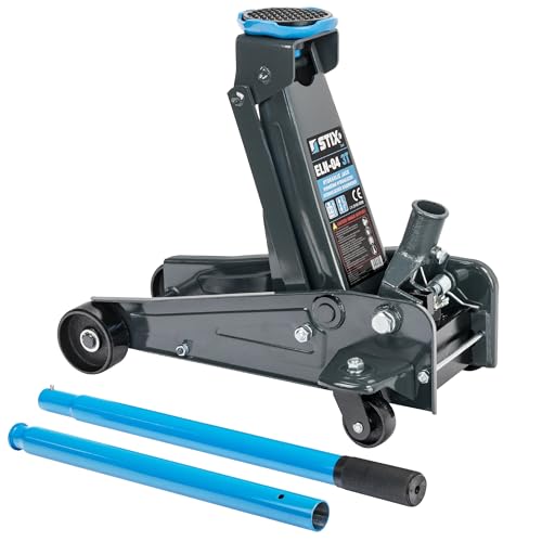 STIX ELN-04 Hydraulischer Rangierwagenheber 3T - Hubhöhe 140–460 mm, Stabile Stahlkonstruktion, Doppelhebel 94 cm, Gummiauflage, Wagenheber für Auto, SUV und Transporter