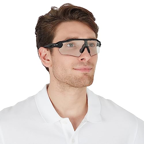 Oakley Men's Oo9208 Radar Ev Path Polarized Rectangular Sunglasses, Steel/Clear Black Iridium Photochromic, 38 Mm #TOP6