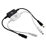 RecDec 2 Pack LED Strip Lights Dimmer with Touch Switches LED Strip Light Inline On/Off Switch Cable DC Plug 5.5mmx2.1mm Barrel Connector Brightness Adjustment Diming Controller for 12V to 24V Lights