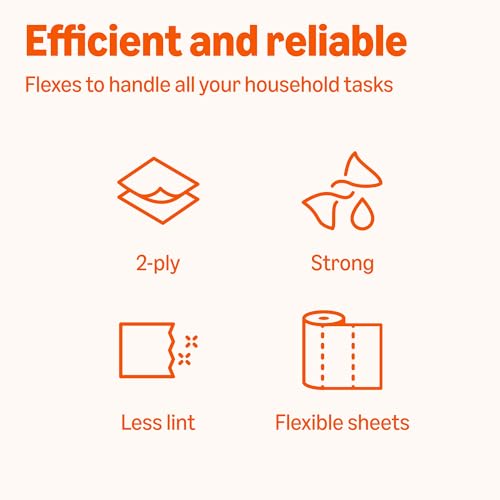 Amazon Basics 2-Ply Flex-Sheets Paper Towels, 6 Basics Rolls = 20 Regular Rolls, Everyday Value with 150 Sheets per Roll, Packaging May Vary
