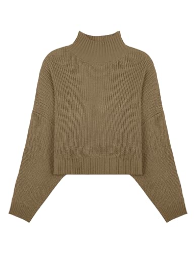 Image of Libsorge Womens Cute Lightweight Turtleneck Ultra Cropped Sweaters Spring 2025 Ribbed Knit Crop Thin Pullover Sweater