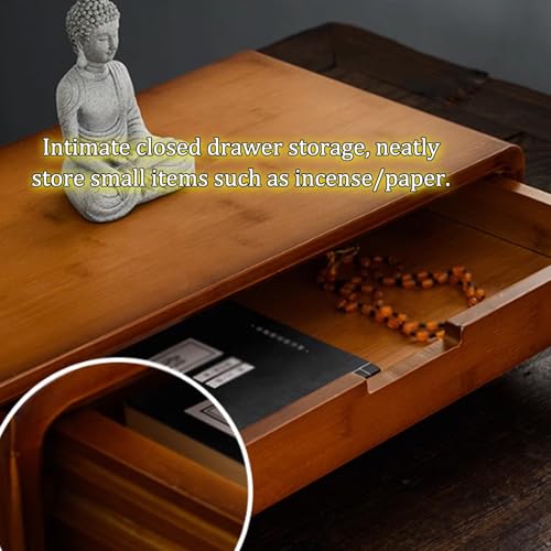 Mesa de meditación de bambú pulido altar de oración con pedestal 5