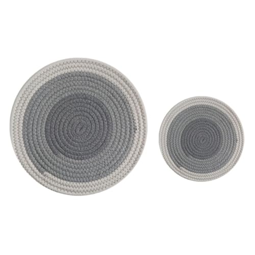 Sous-verre tissé rond isolant et anti-brûlure Cabilock en coton gris pour table