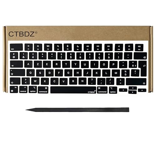 CTBDZ Capuchons De Touches De Clavier Azerty Français Rechange pour MacBook Pro 14'' 16'' M2 M3 Pro A2779 A2780 A2918 A2992 A2991,pour MacBook Air M2 M3 13''...