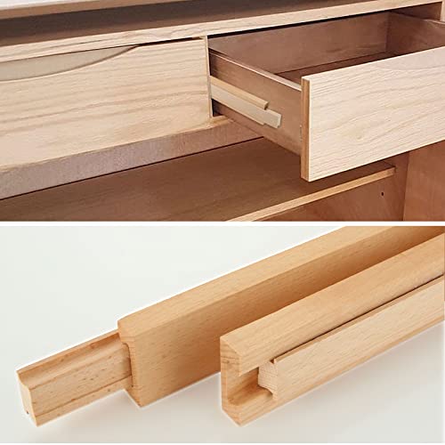 DAJAVE 6PCS 14 Inch Wood Drawer Slides with Metal Slide Glides, Classic Traditional Wood Center Guide Track Mount Drawer Glides Rails Replacement Part
