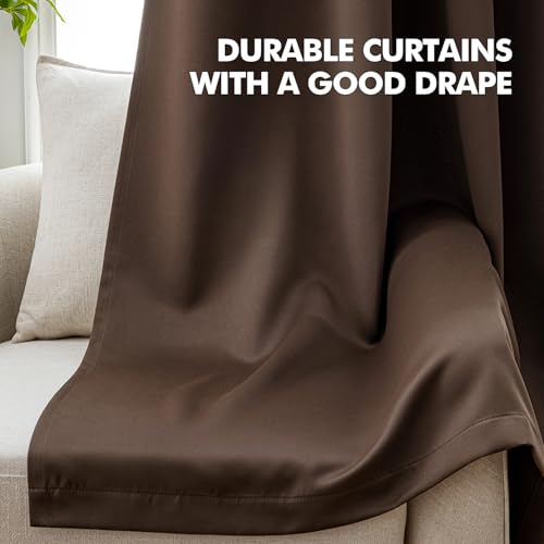 Image of MIULEE Chocolate Brown Blackout Bedroom Curtains Drape 96 Inch Long 52 inchx96 inch | Grommet Top, Room Darkening Window Drapes, Privacy Protection, Thermal Insulated, Heat Blocking, Light Blocking