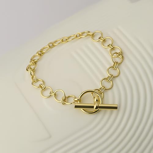 Image of TRUESILVER ACPL 925 Sterling Silver Bracelet for Women | BIS Hallmarked T-Bar Interlock Link Chain Bracelets Gift for Anniversary Wedding Birthday