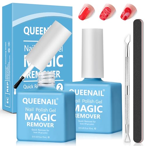 2 Piezas Removedor Esmalte Semipermanente,Quitaesmalte Uñas Gel,Con Empujador De CutíCula Y Lima De UñAs,Remover Quitaesmalte para Quitar el Esmalte de Uñas Rápido Y Fácil