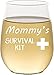 Personalized Mommy's Survival Kit Funny Wine Glass, 17 oz Engraved Stemless Wine Glass for Mother's Day Gift, Gift For Mom, Sister, Friend - SG13