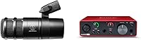 Vista 1 de Audio-Technica - Micrófono podcast dinámico hipercardioide AT2040 (en 2040) y Focusrite Scarlett Solo interfaz de audio USB de 3ª